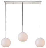 Elegant Baxter 3-Light Chrome Pendant With Frosted White Glass