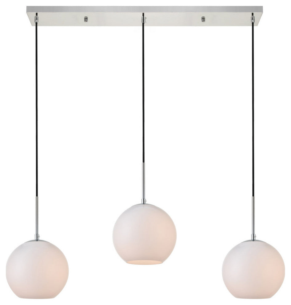 Elegant Baxter 3-Light Chrome Pendant With Frosted White Glass