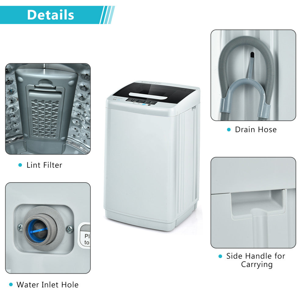 Costway Portable Full-Automatic Laundry Washing Machine Washer W/ Drain Pump