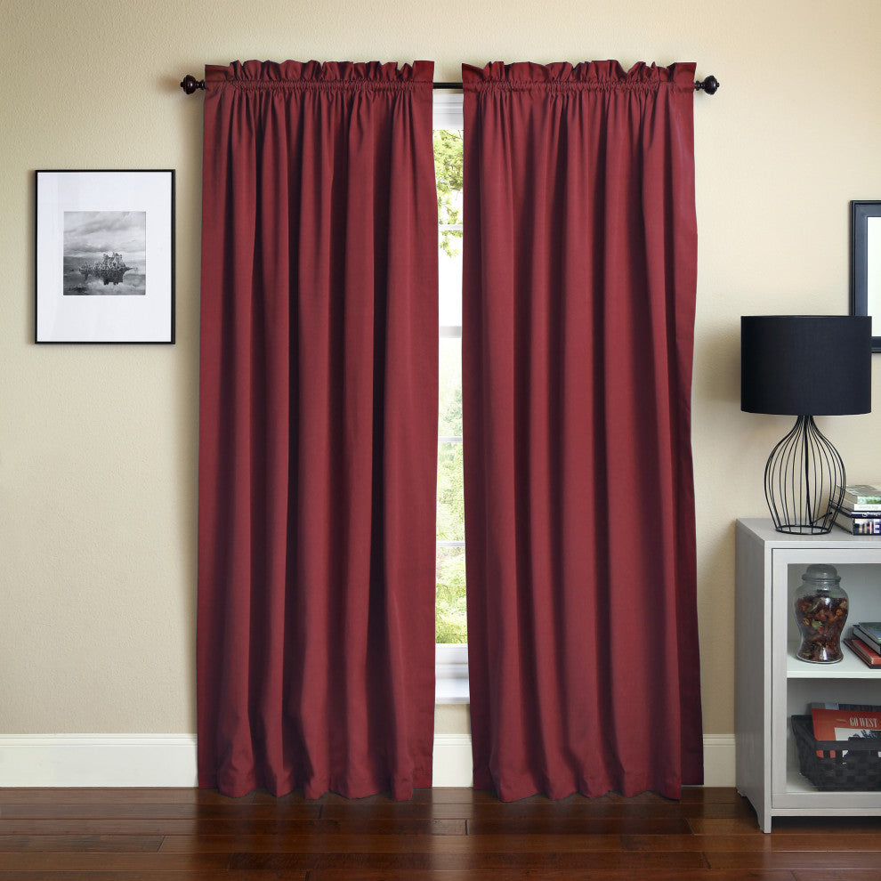 Blazing Needles 108"x52" Twill Curtain Panels, Set of 2, Ruby Red
