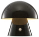 Porcini 7" Rechargeable/Cordless Iron Integrated LED Mushroom Table Lamp, Black