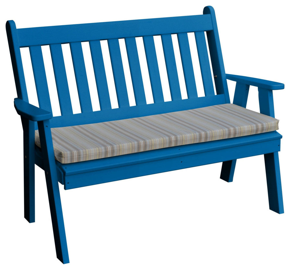Poly Traditional English Garden Bench, Blue, 5 Foot