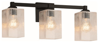 Regency 3-Light Bath Bar, Square, Matte Black, Seeded, LED