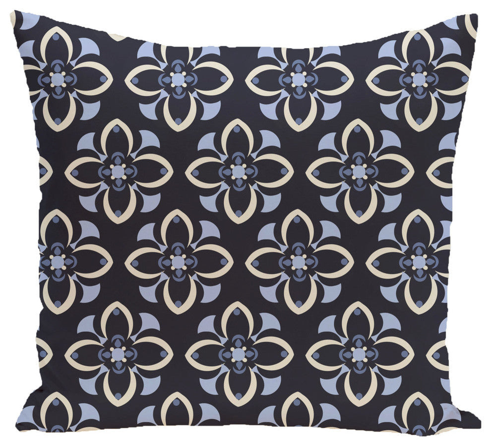 Trumpet Flower Geometric Print Pillow, Bewitching, 20"x20"