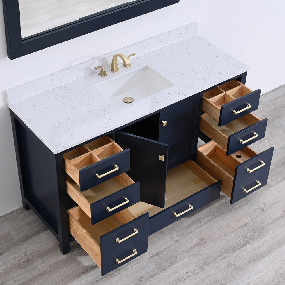 60" Bathroom Cabinet Countertop Set, Blue