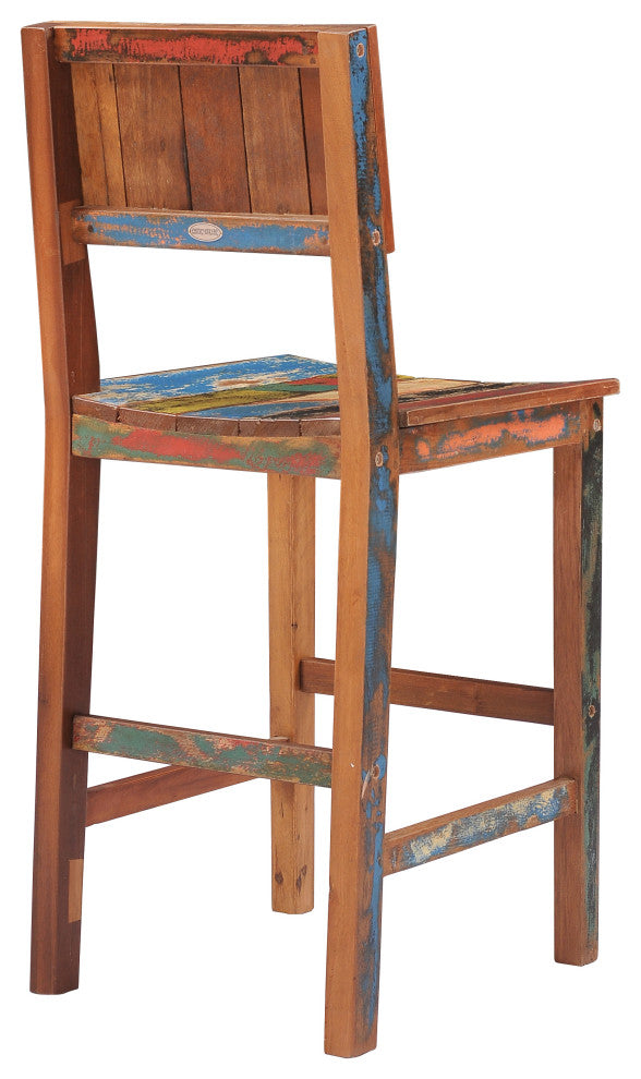 Bar Stool, Made from Recycled Teak Wood Boats