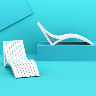 Slim Pool Chaise Sun Lounger, Set of 2, White
