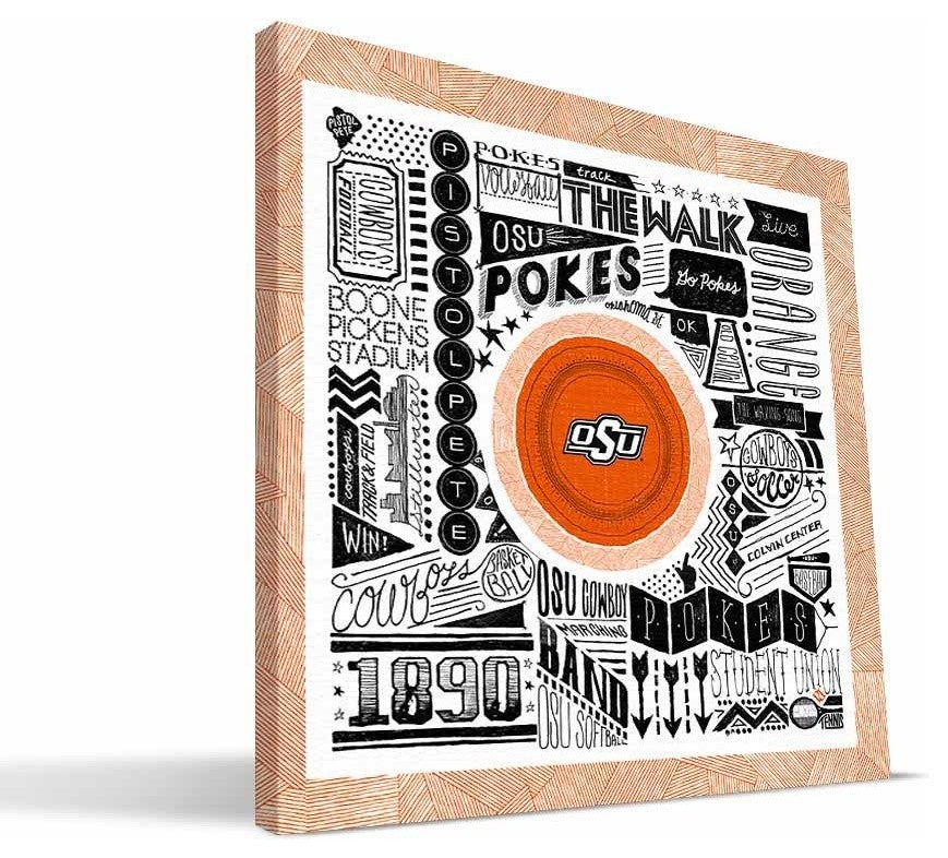 OKS Cowboys Pictograph Canvas Print, 16"x16"