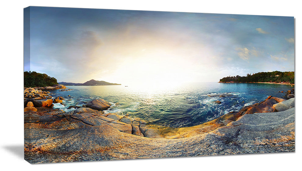 "Rocky Coast in Andaman Sea" Landscape Wall Art Canvas Print, 40"x20"