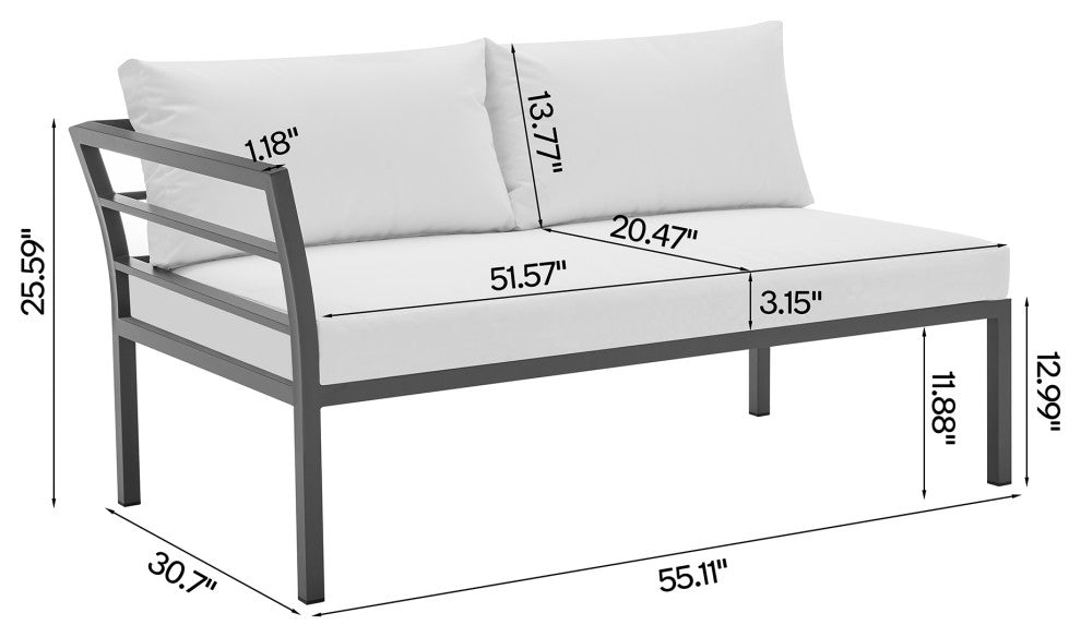 Manhattan Comfort 5-Piece Sunnyside Corner Patio Conversation Set