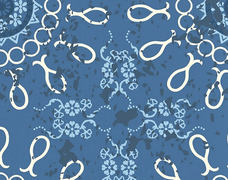 Sun Tile Geometric Print Kitchen Towel, Blue