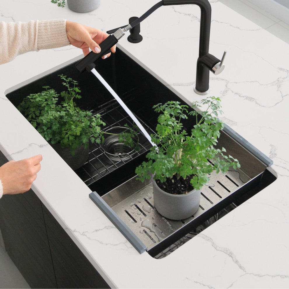 STYLISH Stainless Steel Over the Sink Colander for 16" Sink Opening