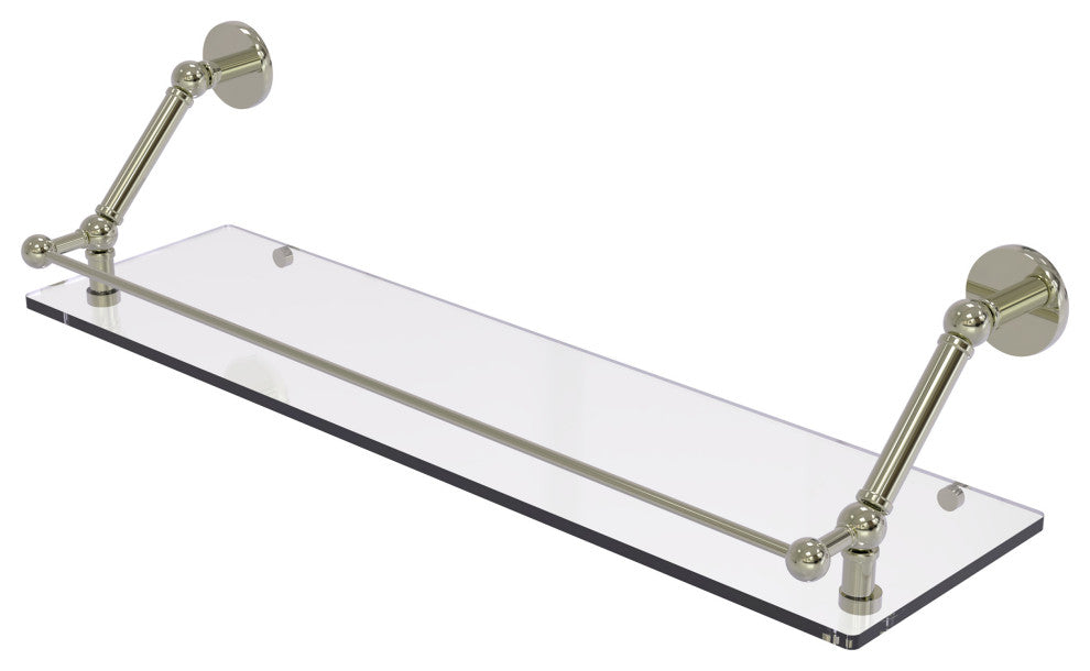 Prestige Skyline 30" Floating Glass Shelf with Gallery Rail, Polished Nickel