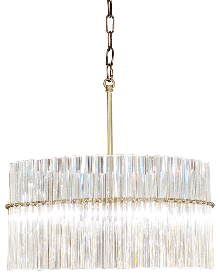 JL Styles Inc Four Light Crystal Chandelier in Brass Finish