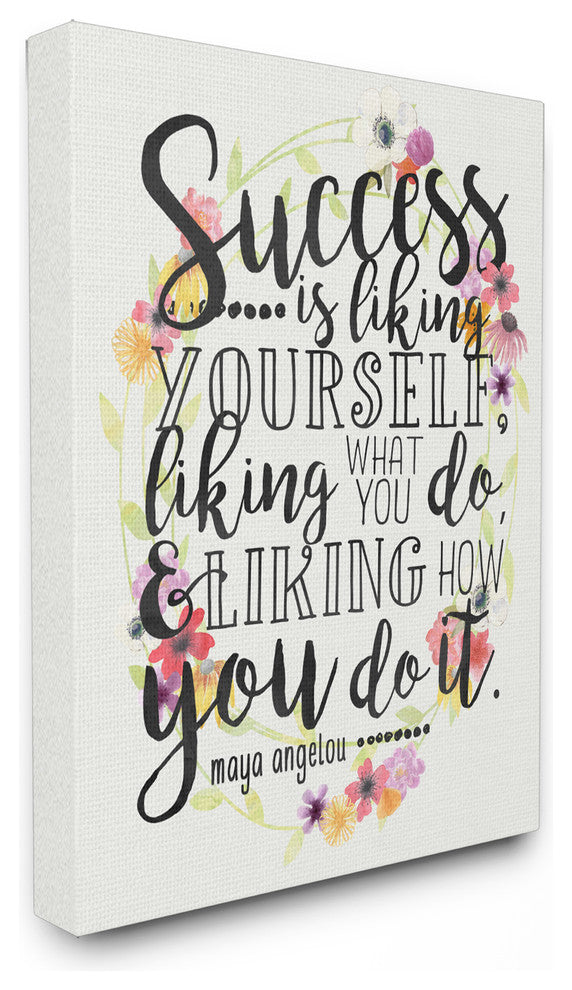 Success Is Liking Yourself Quote, Framed Giclee Texturized, 16"x20"