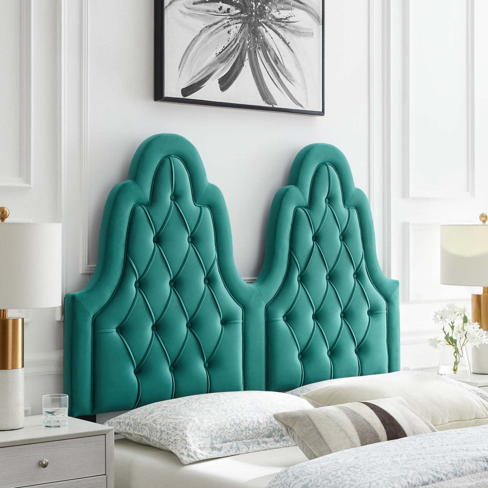 Augustine Tufted Performance Velvet King/California King Headboard Teal