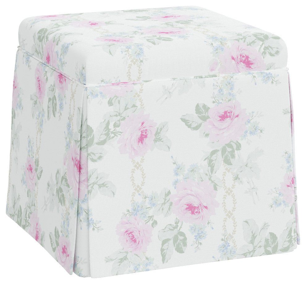 Rachel Ashwell Storage Ottoman, Sc Royal Bouquet Pink