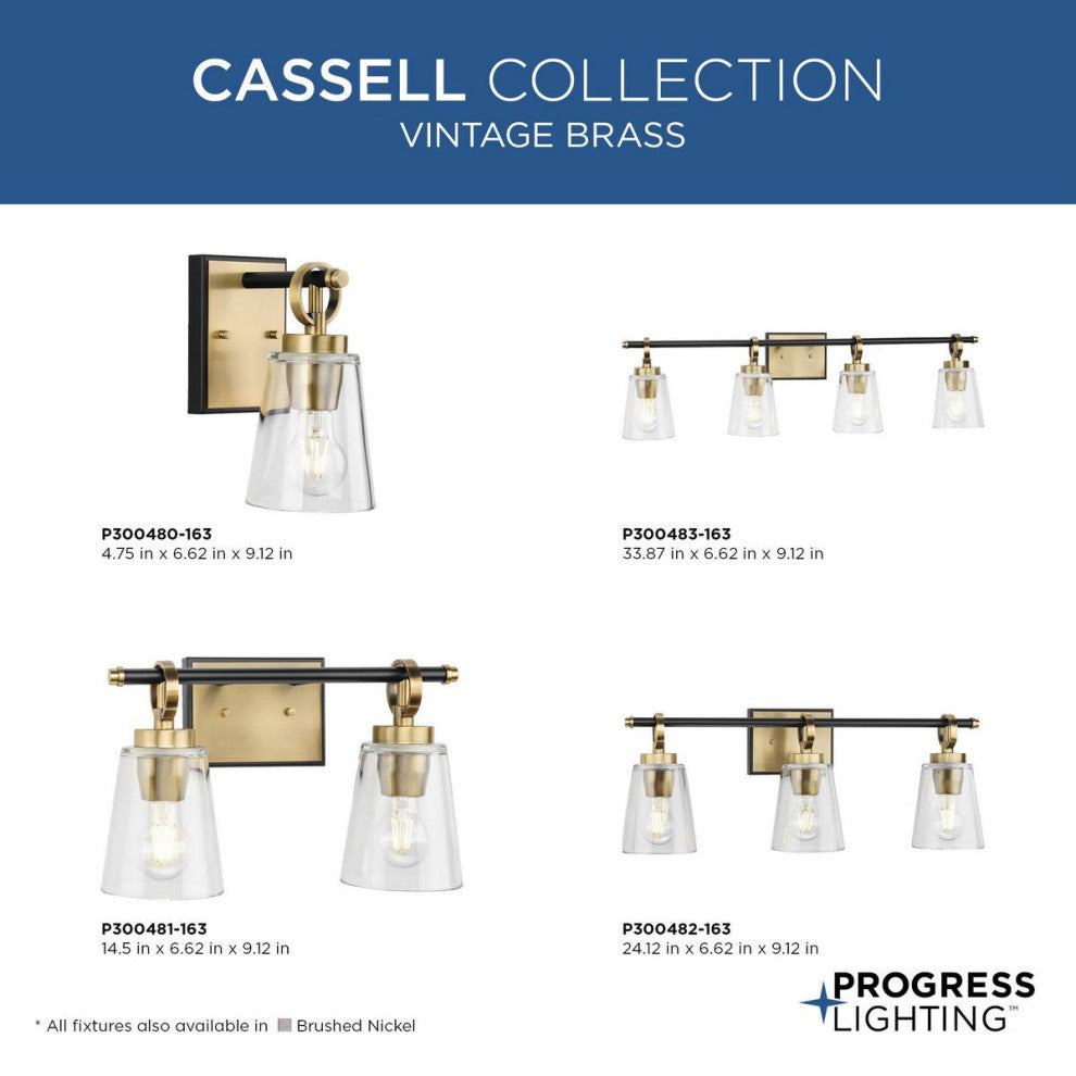 Cassell Collection Bath and Vanity Light, Vintage Brass