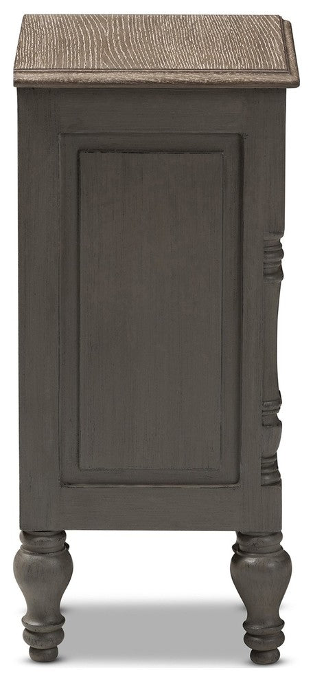 Noemie Country Cottage Farmhouse Brown 2-Drawer Nightstand