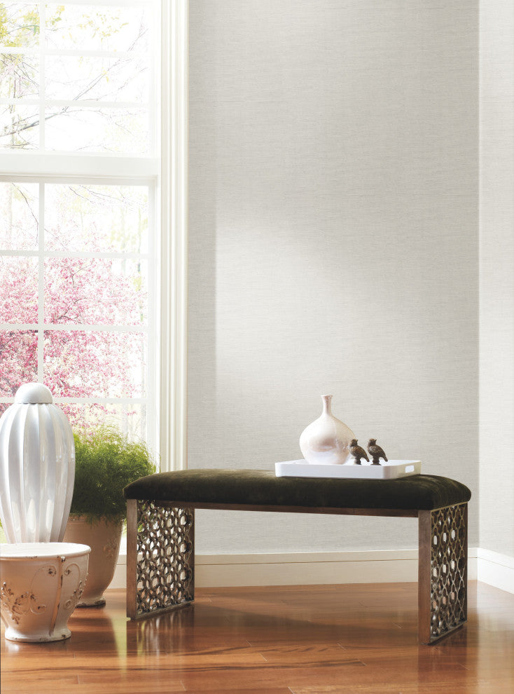 Light Gray Textile Sisal Grasscloth Wallpaper