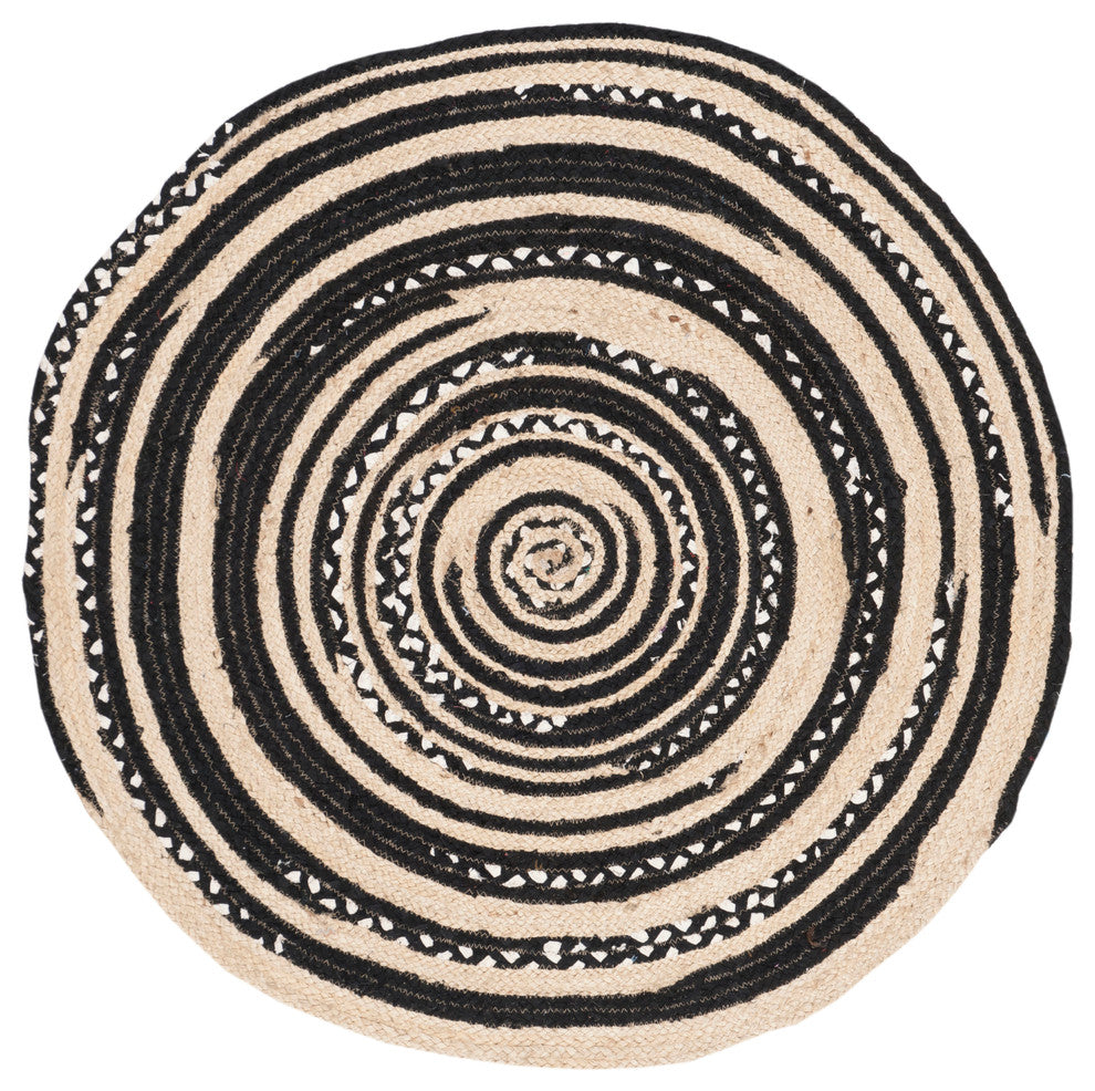 Safavieh Cape Cod Collection CAP209 Rug, Black/Ivory, 3' Round