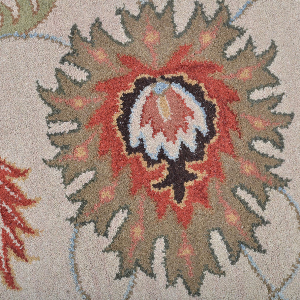 HAND TUFTED WOOL ECO-FRIENDLY AREA RUGS - Beige&Red Color, Oriental Design