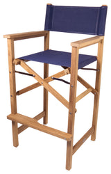 Teak Captain's Chair, Blue Seat Cover