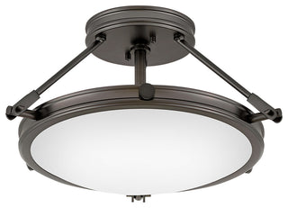 Hinkley 16.5" Collier Sm. Semi-Flush Ceiling Light - Black Oxide + Etched Glass