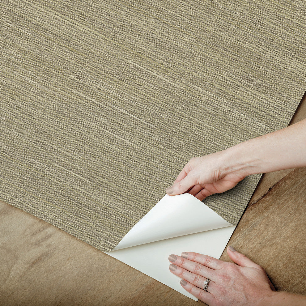Wheat Grasscloth Raised Ink Peel and Stick Wallpaper, Bolt