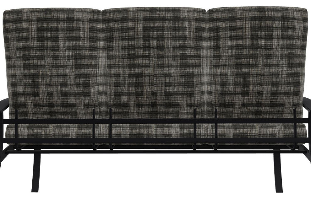 Belle Isle Cushion 3-Seat Outdoor Sofa, Illusion Plaid Onyx/Black