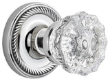 Rope Rosette Privacy Crystal Glass Door Knob, Bright Chrome