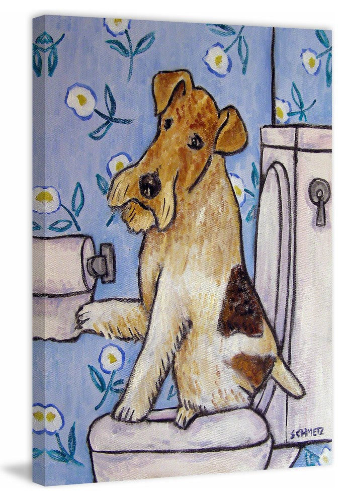 "Fox Wire Terrier" Painting Print on Wrapped Canvas, 12"x18"