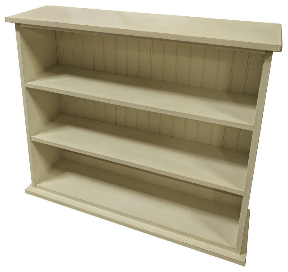 3 Shelf Bookcase, Solid Wood Bookshelf, Old Cream