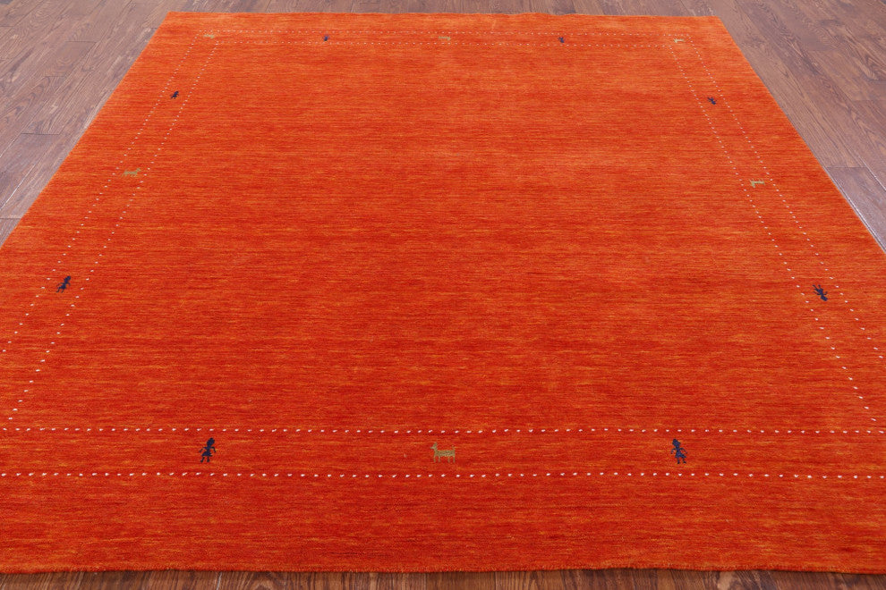 9' Square Handmade Persian Gabbeh Wool Rug Q6977