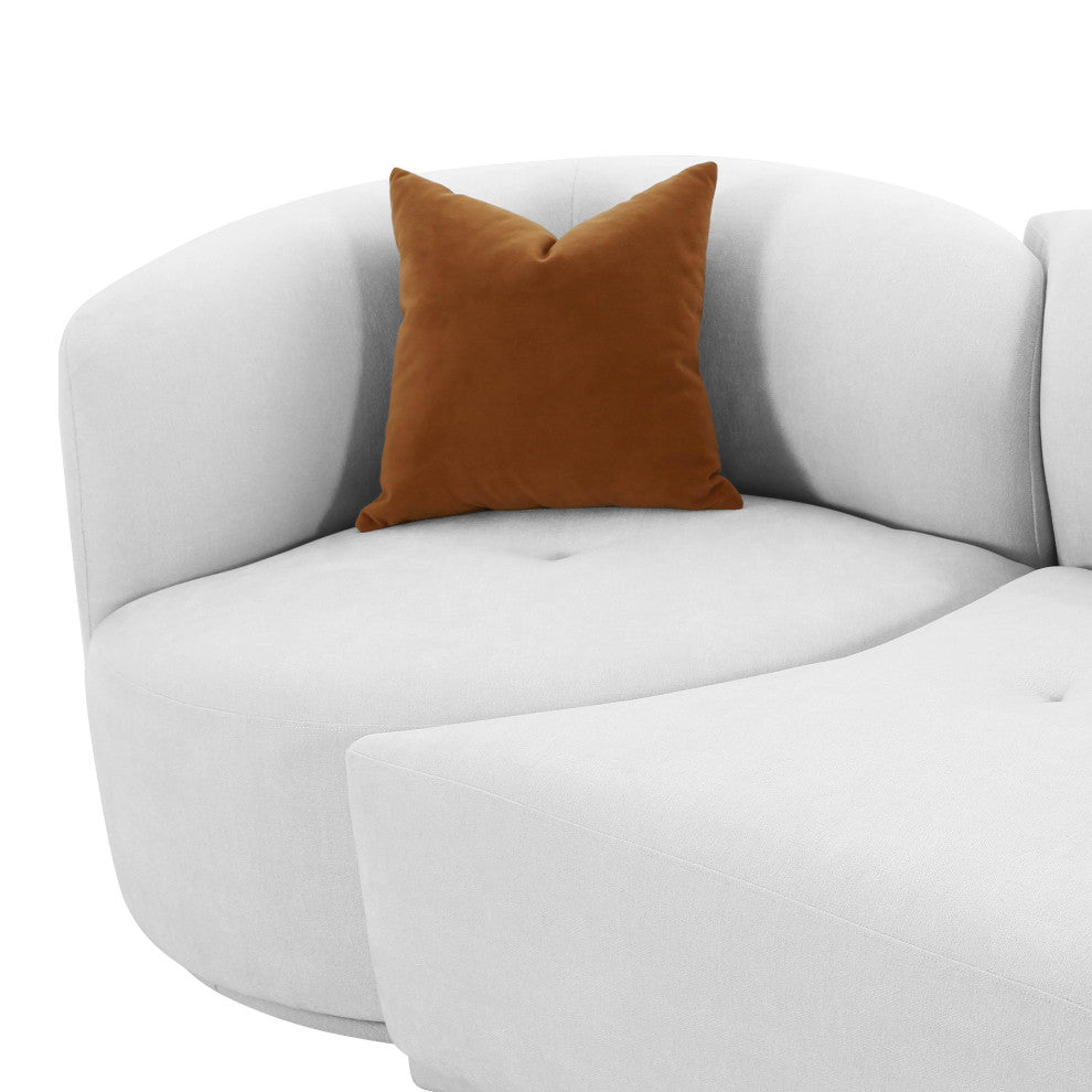 Fickle Grey Velvet 2-Piece Modular RAF Sofa - Grey