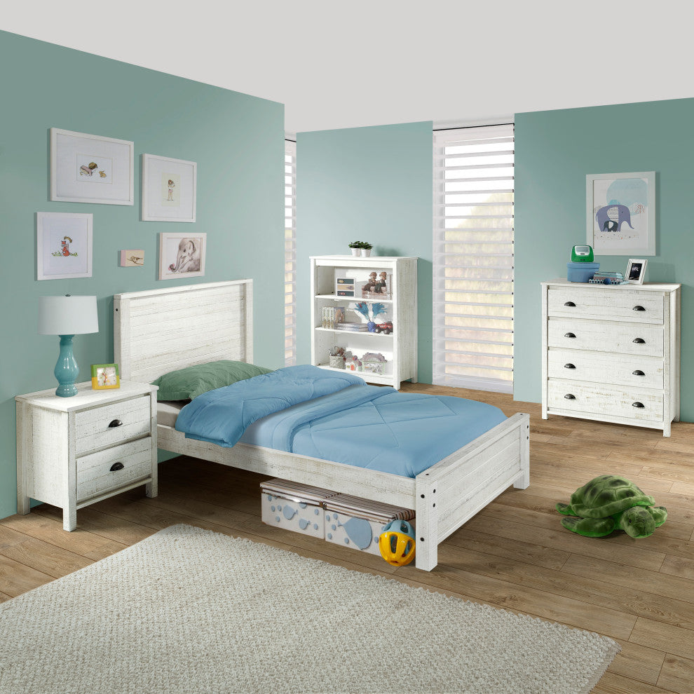 Panel Twin Bed, White