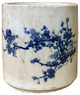 Chinese Distressed White Porcelain Blue Blossom Graphic Holder Vase Hws2361