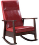 Rocking Chair with Leatherette Seating and Wooden Frame, Red