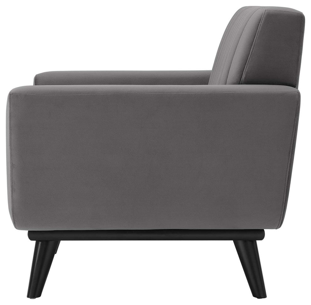 Tufted Armchair Accent Chair, Velvet, Gray, Modern, Lounge Hospitality