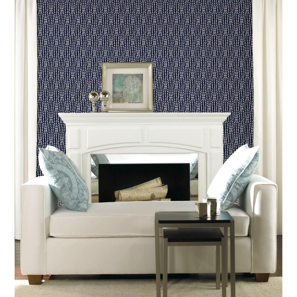Navy & White Strands Peel & Stick Wallpaper