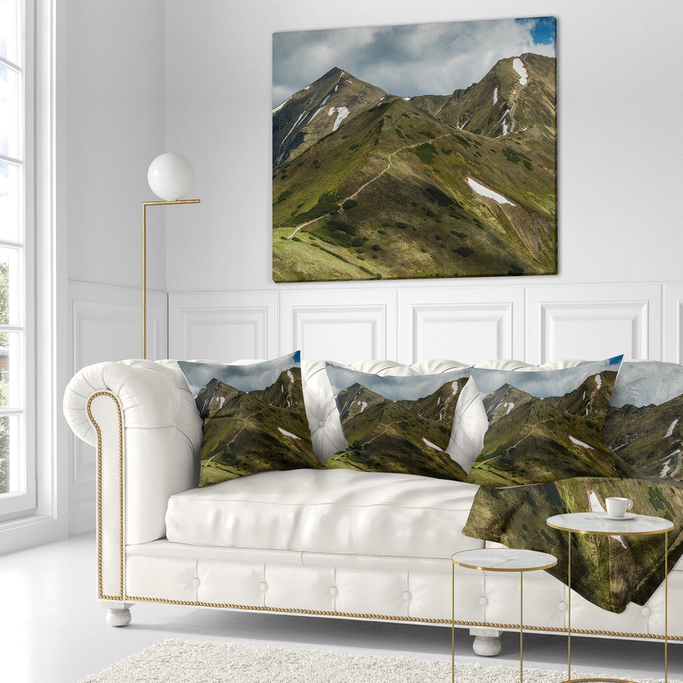 Trekking Patch in Tatra Mountains Landscape Printed Throw Pillow, 16"x16"