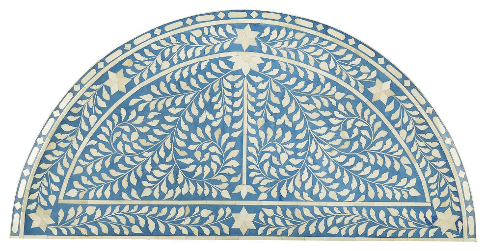 Darrieux Blue Bone Inlay Demilune Console Table, 3881319