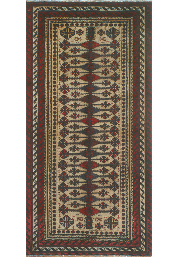 Vintage Distressed Lucas Beige/Rust Runner, 3'4x6'9