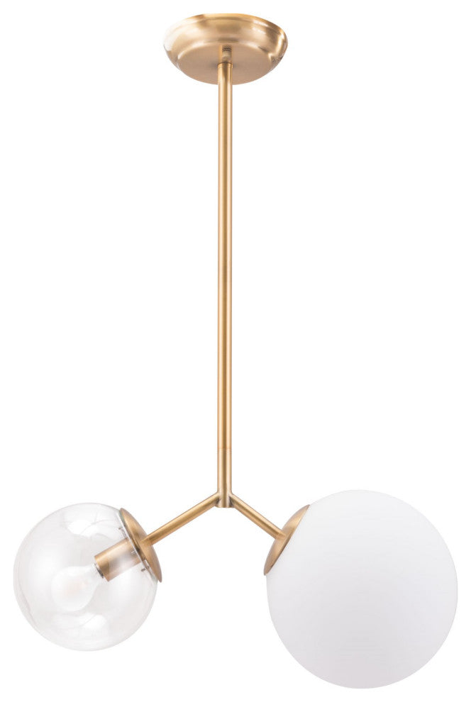 Pendant Ceiling Light Fixture, Glass, Steel Metal, Brass, Gold, White, Clear