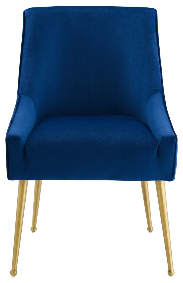 Discern Pleated Back Upholstered Performance Velvet Dining Chair Navy