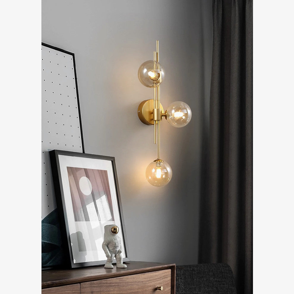 Mieres | Luxury Minimalist Glass LED Wall Lamp, Red + White, Right