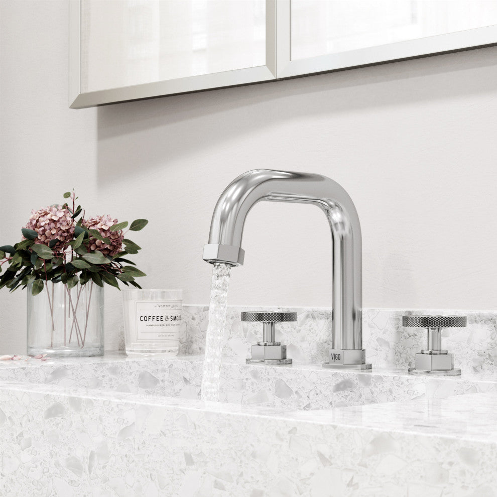 VIGO Hart 7" H 2-Handle Widespread Bathroom Faucet, Chrome