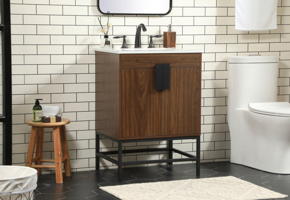 Home Living 19" Modern Walnut-Light Bathroom Vanity