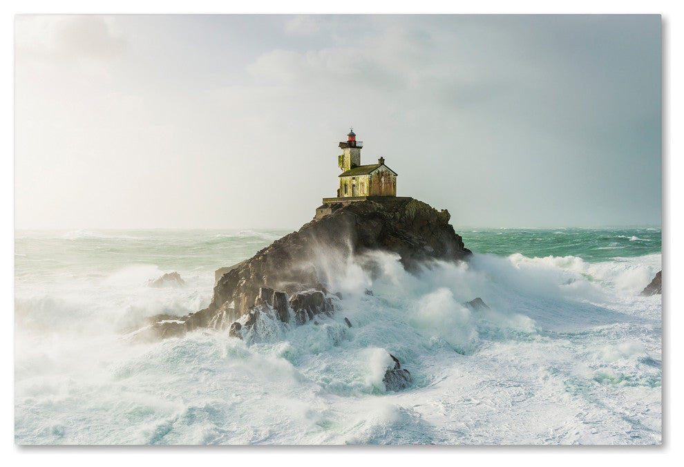 Mathieu Rivrin 'Haunted Lighthouse in the Storm' Canvas Art, 19x12