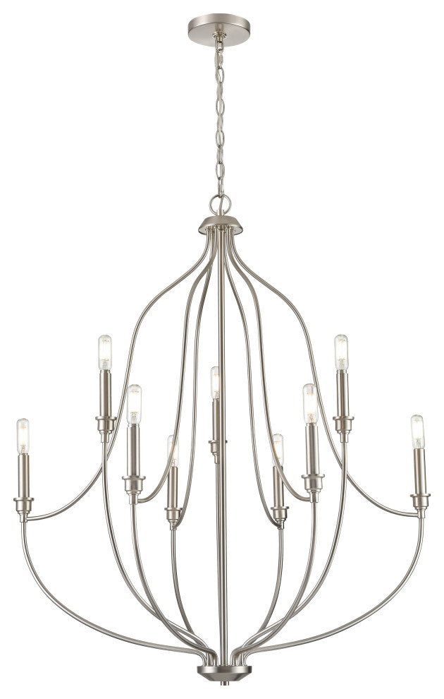 9 Light 32.5 in. Brushed Nickel Chandelier